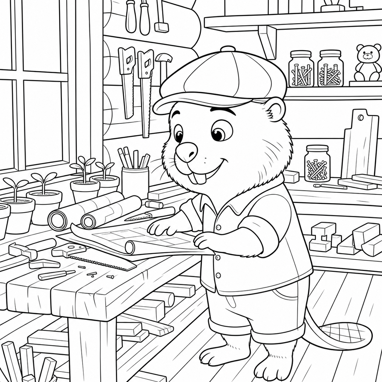 Baxter coloring page with scene