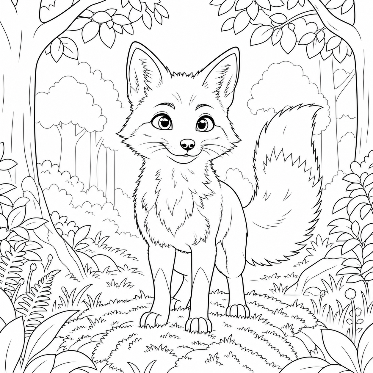 Lila coloring page with scene