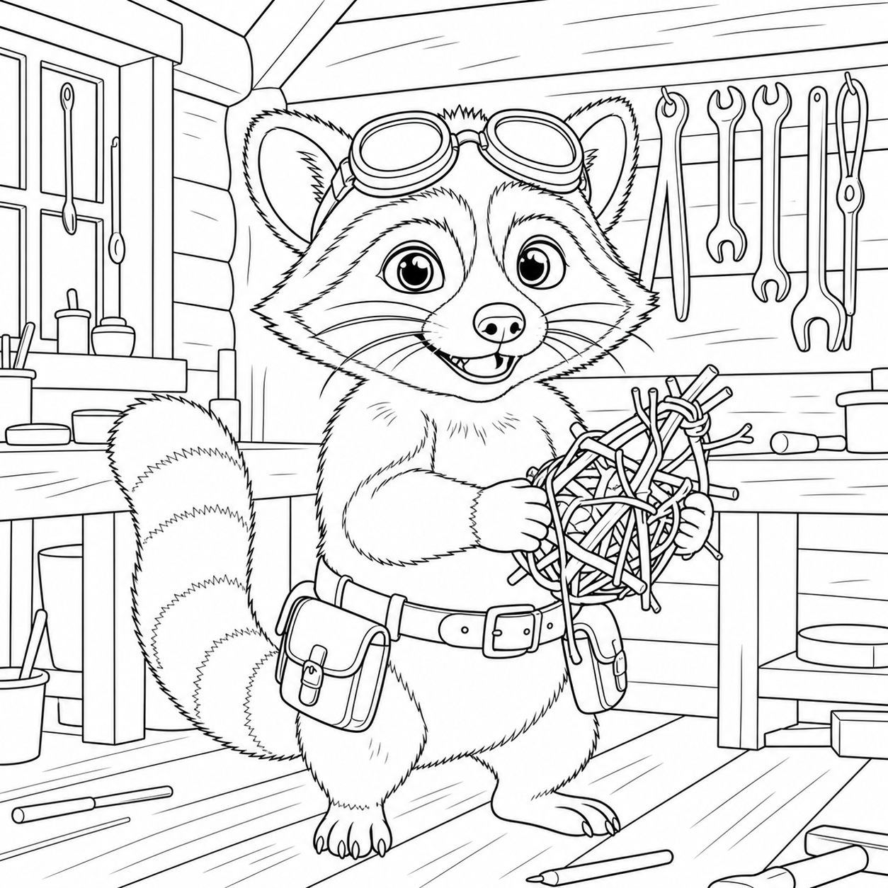 Ricky coloring page with scene